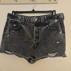 Wild Fable Charcoal Full Button Fly Distressed High Rise Jean Shorts